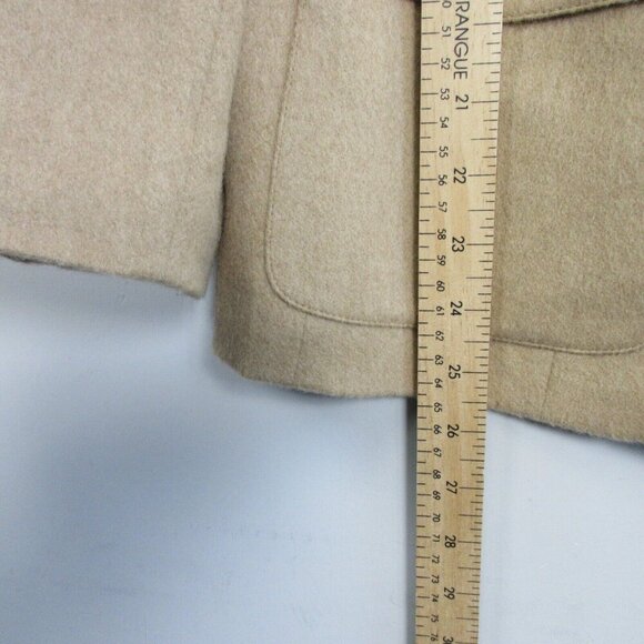 Talbots Pure Camel Hair Nehru Band Collar Blazer Women 12 Beige Button Vtg 520 - Picture 9 of 10